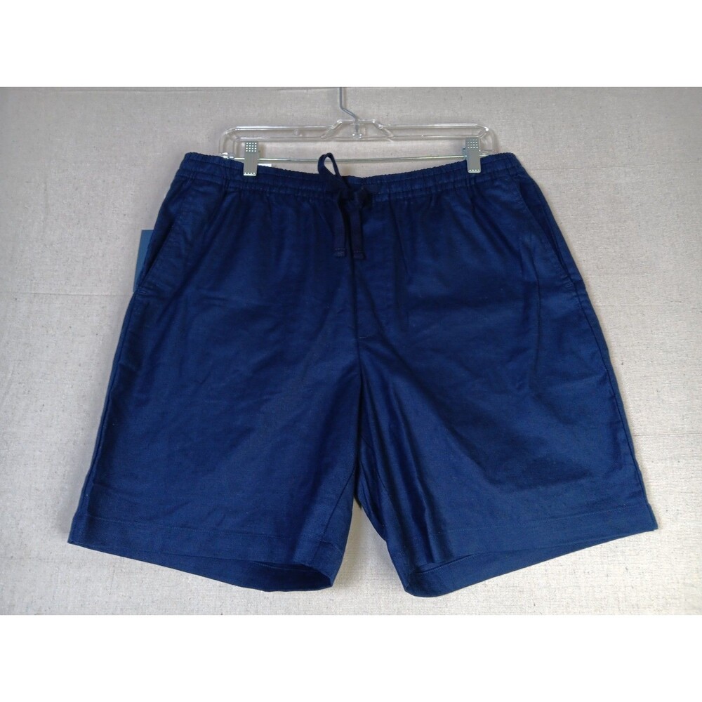 NWT GAP Pull-On Linen Blend Shorts Large Navy Blue Drawstring Pockets